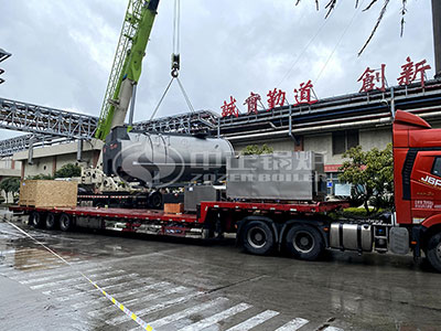 ZOZEN 10 ton gas-fired steam boiler is hoisting